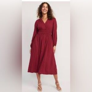 NWT long sleeve crinkle gauze dress stunning plus 18/20 wine 🌸  BC 87